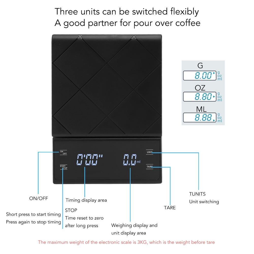 

High Precision Digital Kitchen Scale Battery Powered Food Scale Pour-Over Coffee