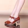 [Gengzee] Chunky Heel Women's Heel Pumps, Ankle Strap, Formal Shoes, Leg-Lengthening High Heels, Soft Wedge Heel, Commuting, Brown, 23.0cm