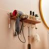 Walnut Bathroom Hair Dryer Holder Wall Mounted Bathroom Toilet Multifunctional Storage Rack Toothbrush Holder Towel Hook