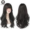7jhh Wigs Popular Brown Ash Long Deep Wave Hair Lolita Wigs With Bangs Synthetic Wig For Women Fashion Thick Curls Wigs Girl