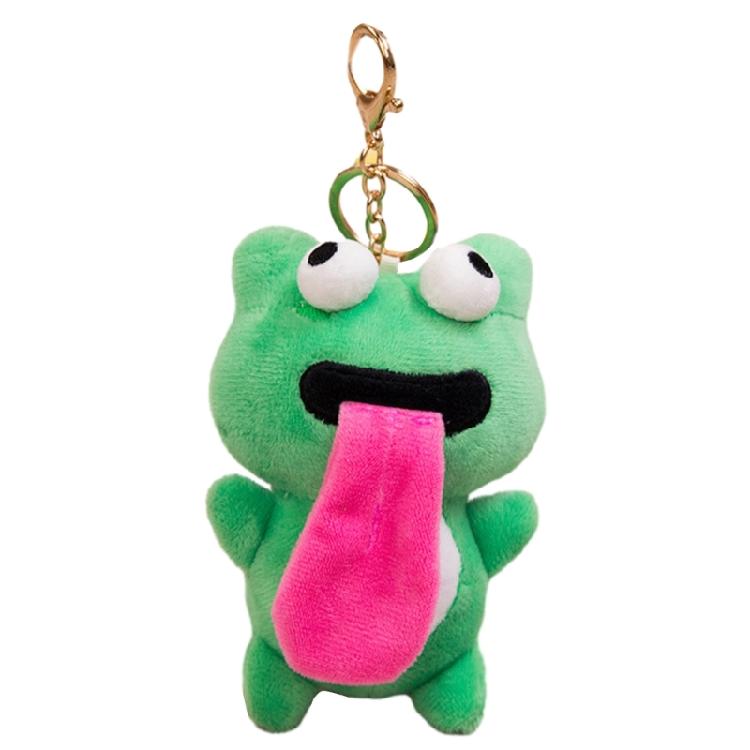 Backpack Charm Plush Keychains Sticking Out Tongue Frog Magnetic Attraction Toy