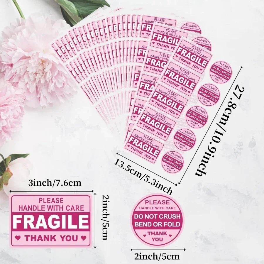 100 Pcs Fragile Stickers for Shipping - No Fold, No Fall Off - Waterproof Packaging Labels for Mailing & Boxes