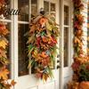 Winter Holiday Home Decor Artificia Fall Teardrop Swag Autumn Harvest Sunflowers Pumpkins Leaves Berries Door Farmhouse Fireplace Display Swag