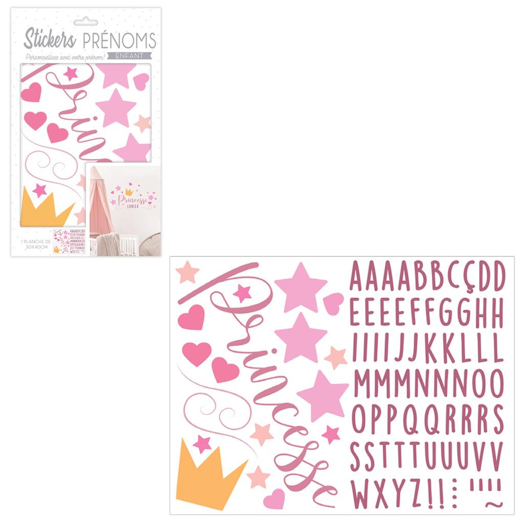 Les Trésors De Lily [R3411] - Sheet of Princess 'First Names' Stickers (to Personalize) - 40x30cm
