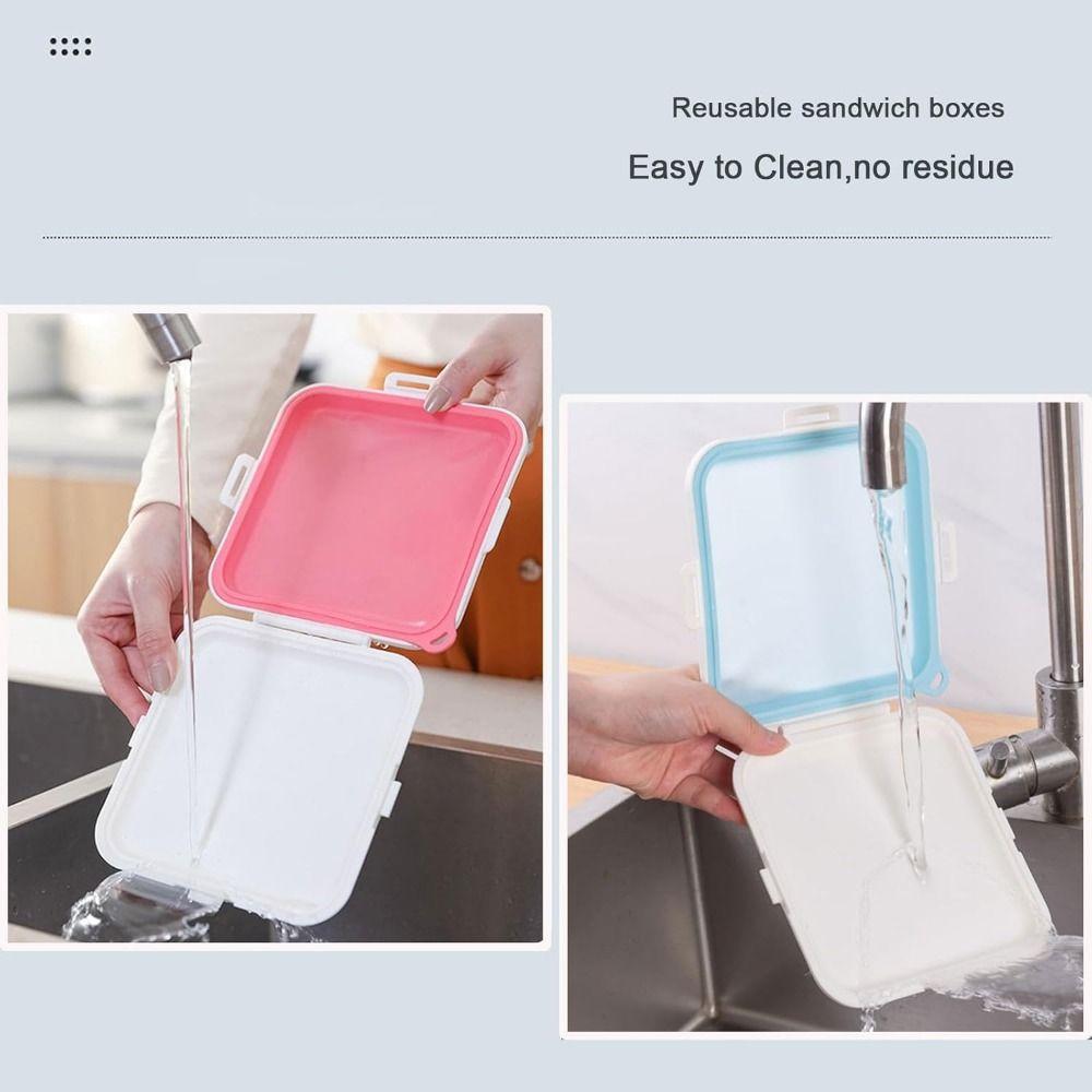 Reusable Sandwich Storage Box Portable Sandwich Holder BPA Free Lunch Sandwich Box  Dinnerware