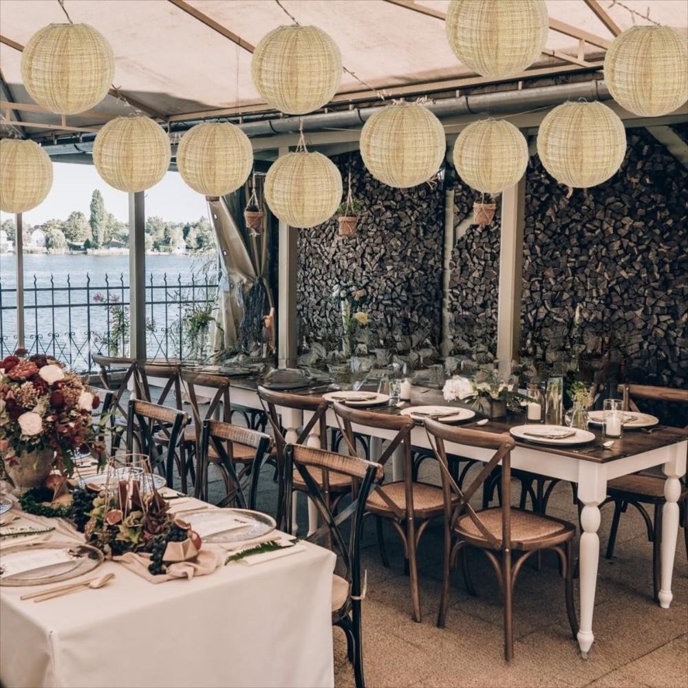 3PCS Paper Material Burlap Paper Lanterns Linen Material Hanging Lanterns Paper Lanterns  Weddings