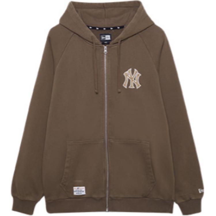 New Era FW24 MLB Vintage Academy Club Series New York Yankees Zipper Loose Long Sleeve Hooded Jacket Unisex Jackets Brown 14385214