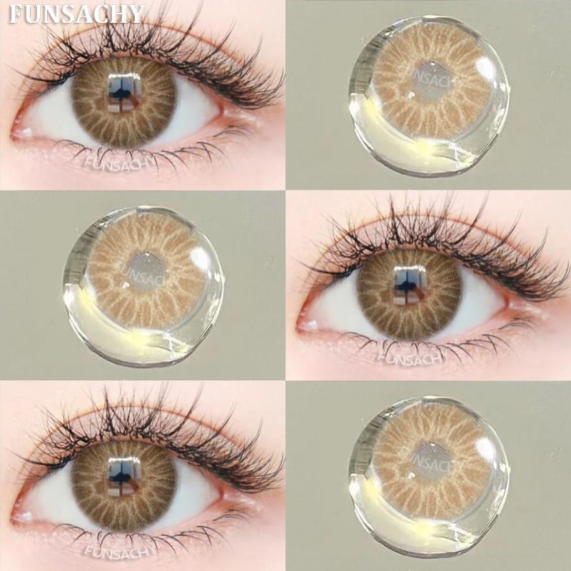 FUNSACHY 1 pár přírodně hnědých kontaktních čoček pro oči velké černé oči čočky korejská krása šedé zornice módní barevné oční kontakty