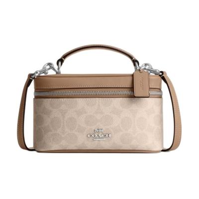 Coach RAINER 18 Marke Logo Kunstleder Handtasche Klein Damen Sandgelb