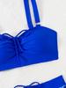 Bikini de Dos Piezas con Estampado de Bloques de Color de Moda con Cordón en el Pecho y la Cintura Moda Para Vacaciones