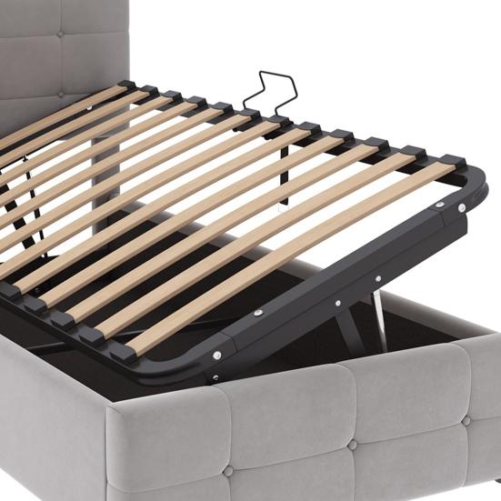 Upholstery Bed 90 X 200cm Height-Adjustable Headboard Large Space Ergonomic Children Design Hydraulic Single with Slatted Frame Home Furniture Flat