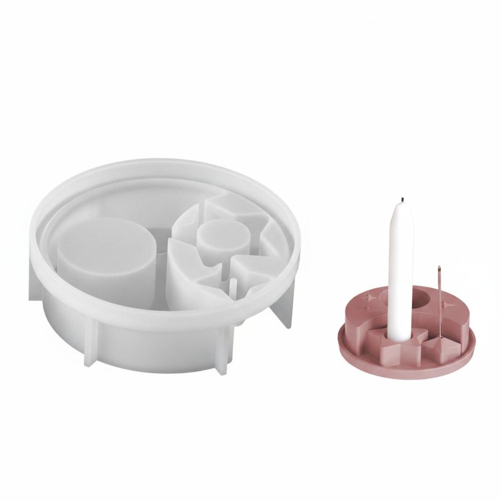 Round Moon Candlestick Silicone Mold Handmade Candle Holder Resin Molds  Yoga Room Moon