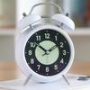 Heavy Sleepers Alarm Clock Green Fluorescent Display Quiet Mechanism Twin Bells Nightlight Included Bedroom Table Clock