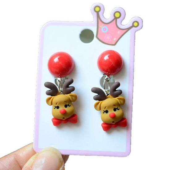 Colorful Acrylic Santa Claus Cartoon Earrings – Parent-Child Style Clips