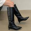 Fashion Brown Footwear Female Slip On Shoes Knee High Boots For Ladies Fashion Pointed Toe Women Ankle Western Boots With Low Heel Shoes