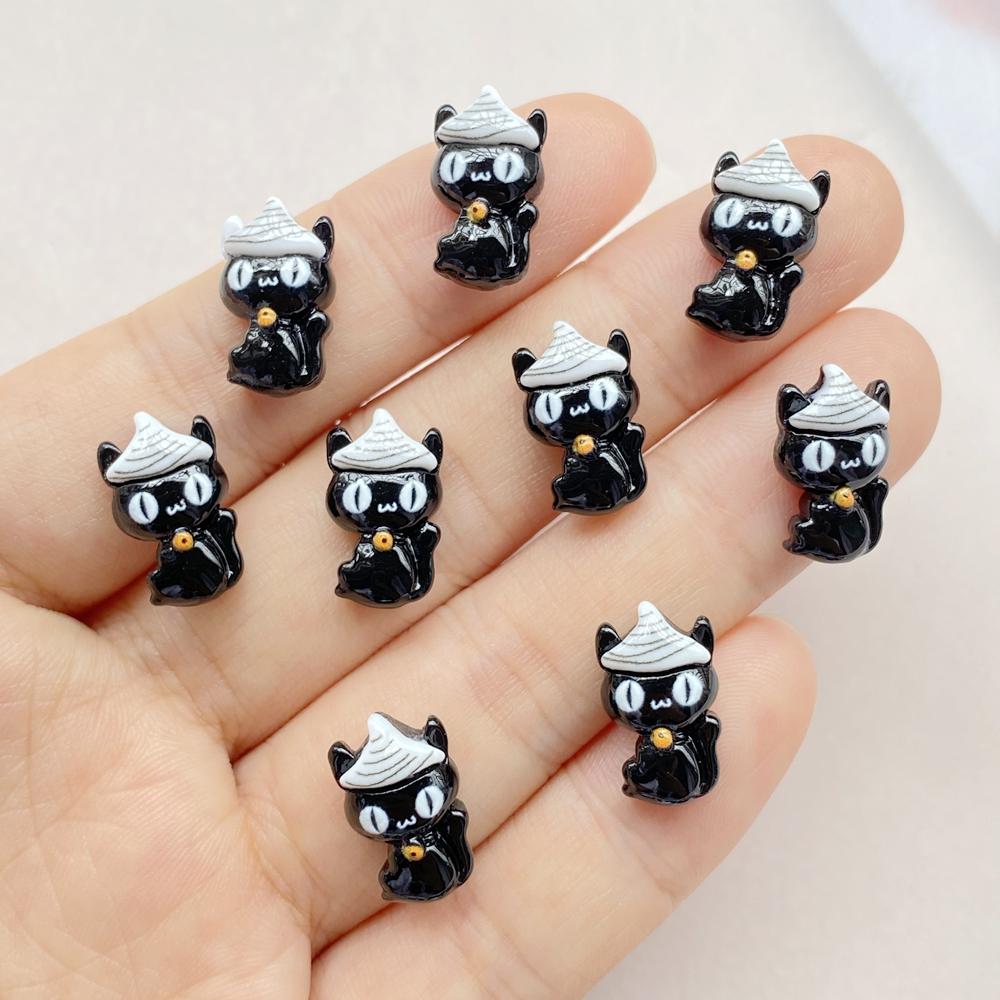 20Pcs Cute Cartoon Halloween cat, pumpkin, bat Nail Art Resin Designer Charms DIY Craft For Nail 3D Decorations Jewelry