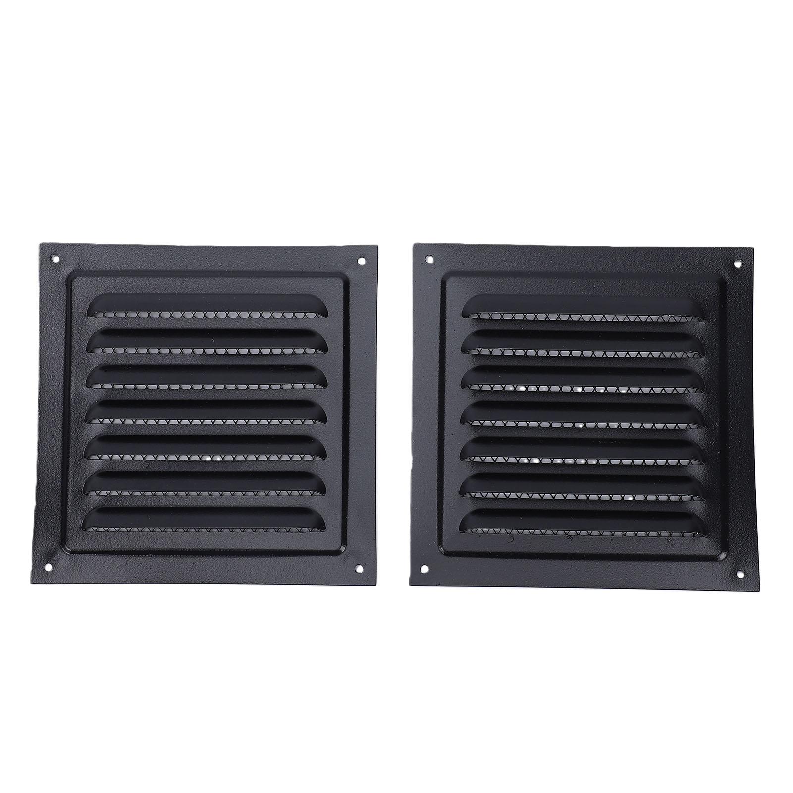 

2PCS Attic Vent Aluminum Wall Vent Metal Shed Vent Square Vent Louver Vent Grille with Built in Screen for Exterior Mesh Black Louver Style