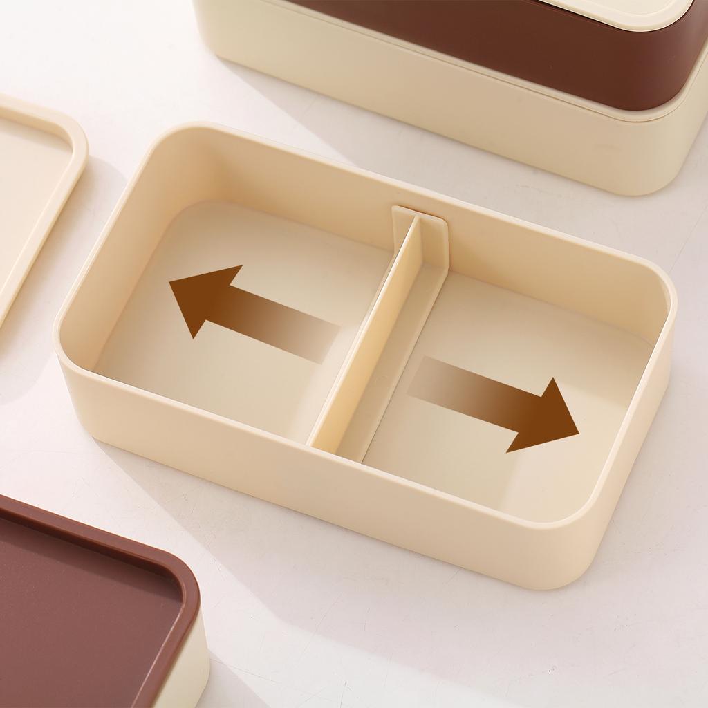 Double-Layer Plastic Lunch Box Portable Large Capacity Divided Bento Box Microwave Heatable Fruit Salad Food Container