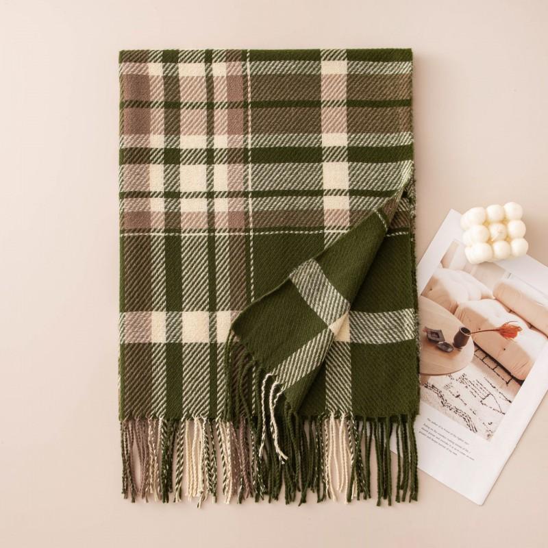Womens Plaid Scarf Winter Thick Warm Knitted Shawl
