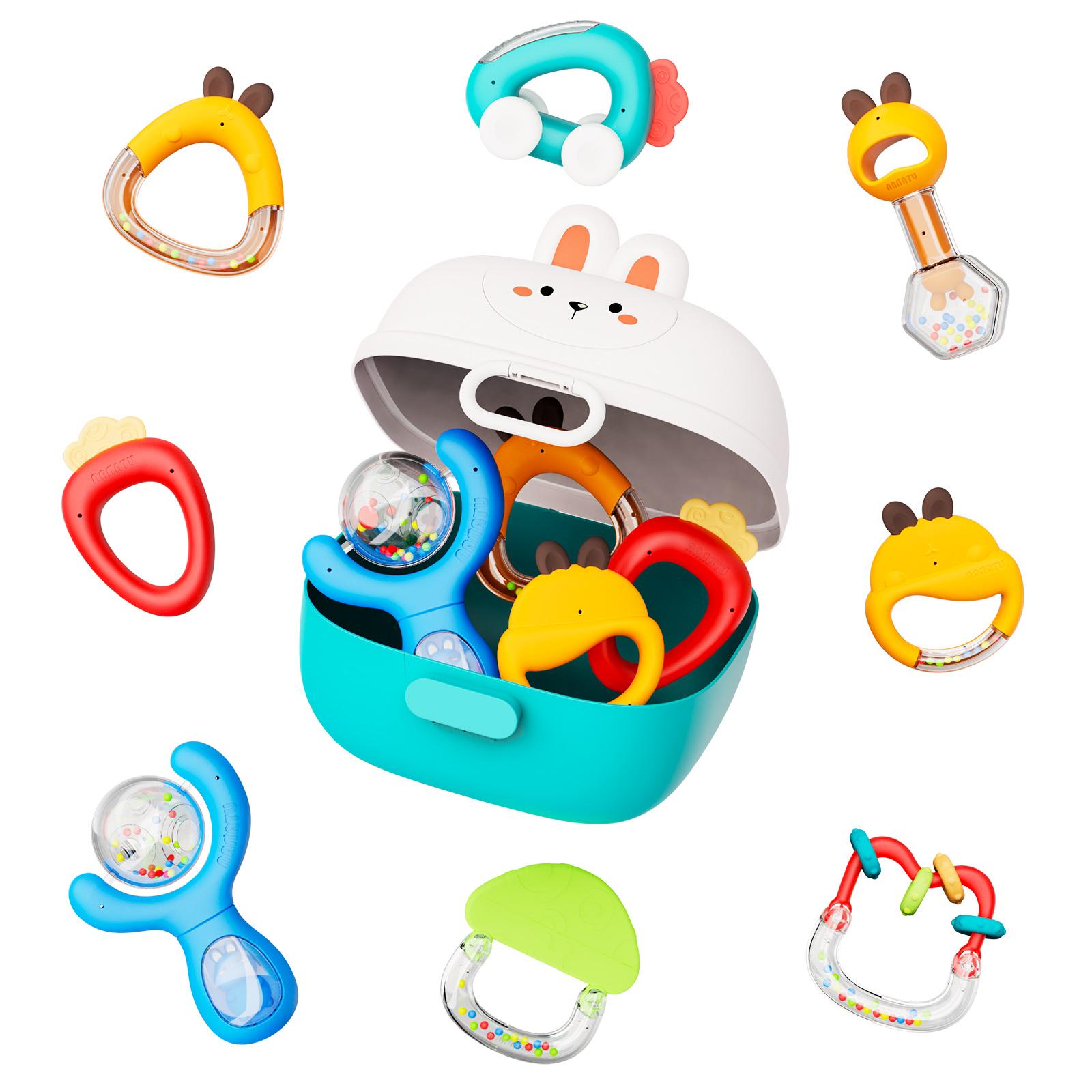 

8-Pack Baby Rattle Toys with Storage Box, 0+ Months Infant Rattles Set, Bright Colors & Fun Shapes, Durable Baby Shower Gift United States