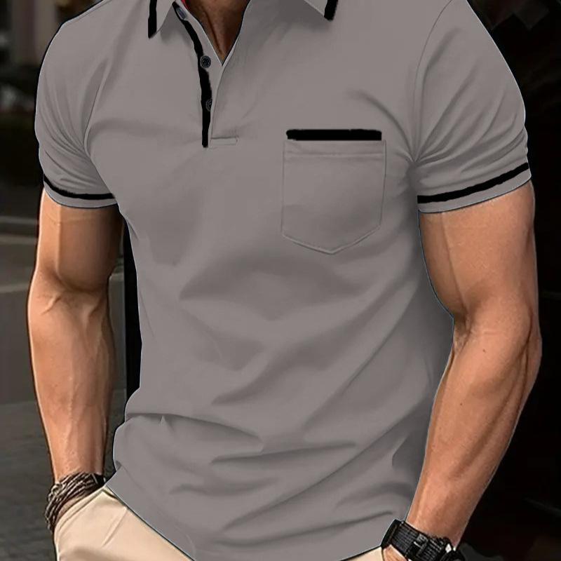 Mens Contrast Trim Short Sleeve Polo Shirt With Pocket