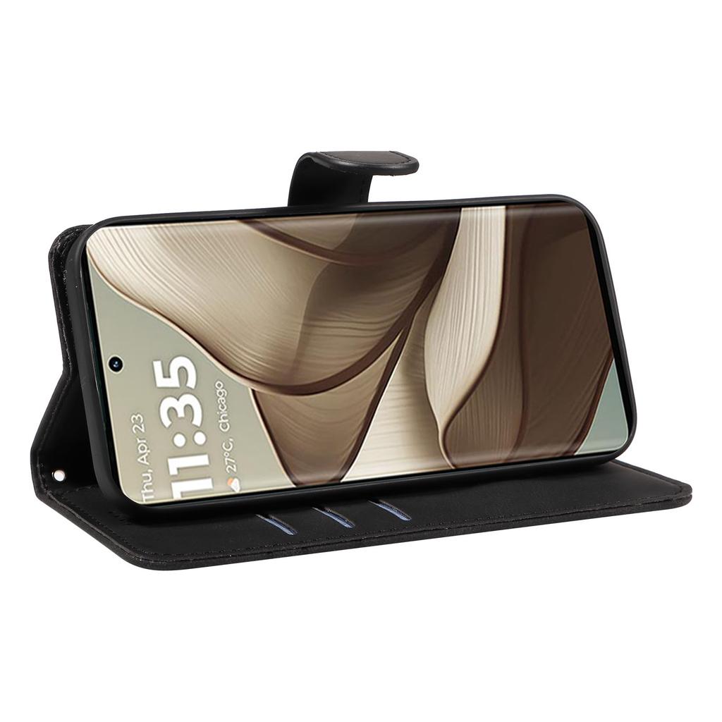 For Motorola Edge 50 5G Deksel Stativ Lommebok Skinn Telefondeksel Bølget Linje Håndleddsstropp