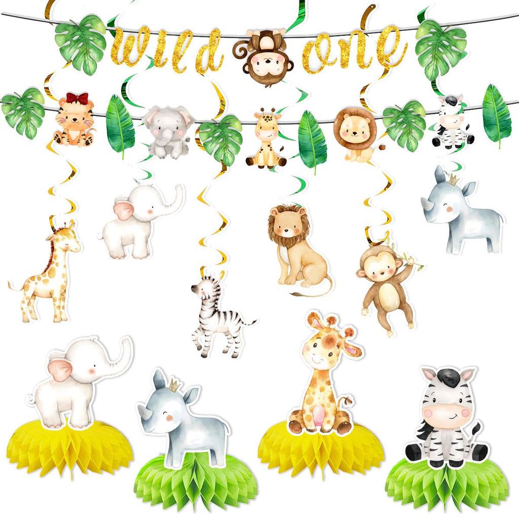 Watercolor Forest Animals Party Supplies: Disposable Plates, Cups, Napkins, Forks, Spoons, Decorations Set