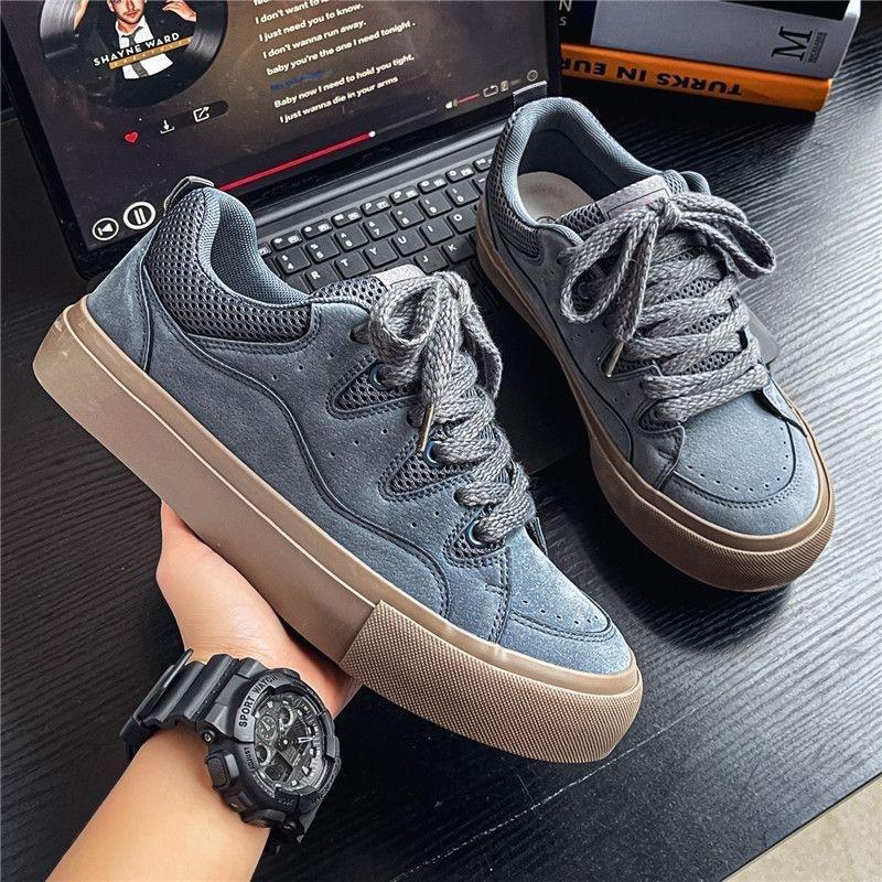 Homme Men Youth Flats Board Shoes Autumn New Versatile Personality Student Leather Casual Shoes Fashion Vintage Sneakers for Men