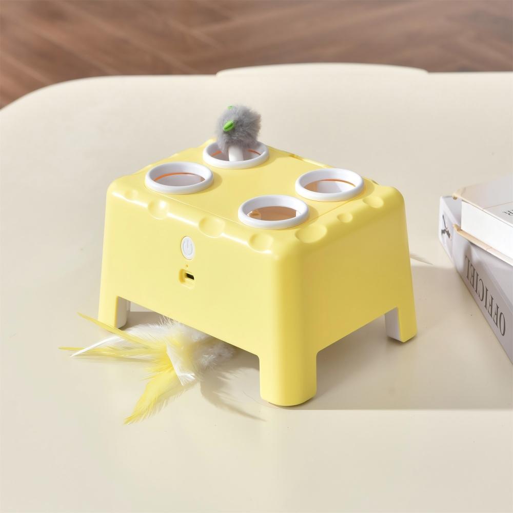 

Automatic Pop-Up Rechargeable Feather Toy for Cats Dogs Interactive Playing Kitten Training Pet Supplies жовтий