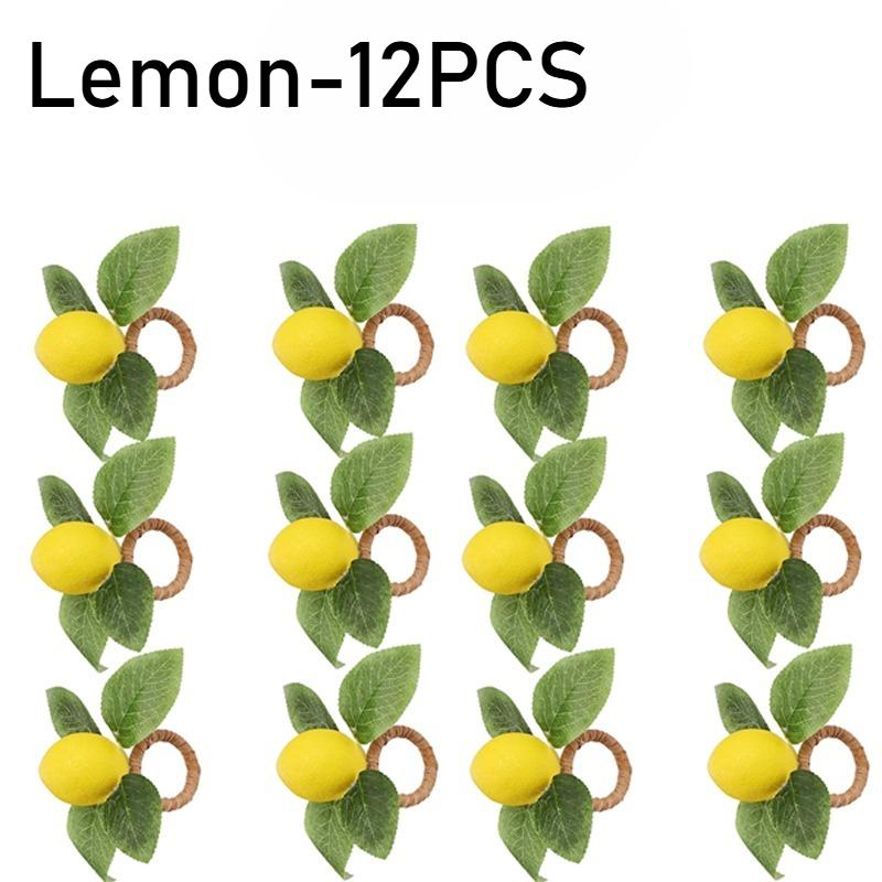 1-48PCS Lemon Napkin Ring Real Touch Plant Leaf Fruit Design Holder for Easter Wedding Party Dining Table Decoration Accessories