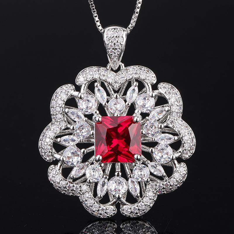 Emerald Wristband Bracelet Red Corundum Gemstone Layered Petal Wrist Chain Jewelry Set Paraiba Necklace