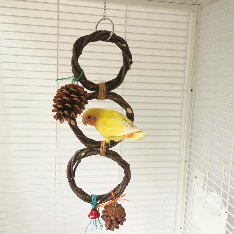 

Parrot Rings, Bird Apple Branches, Hand-woven Rings, Bird Swing Toys, Pet Parrot Cage Gnawing Supplies 3 Rings
