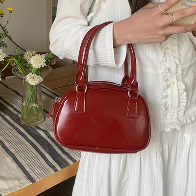 Red Bag for Women's Autumn and Winter New Trendy Korean Style Hand-held Bowling Bag Versatile Crossbody Bag Casual Square Bag