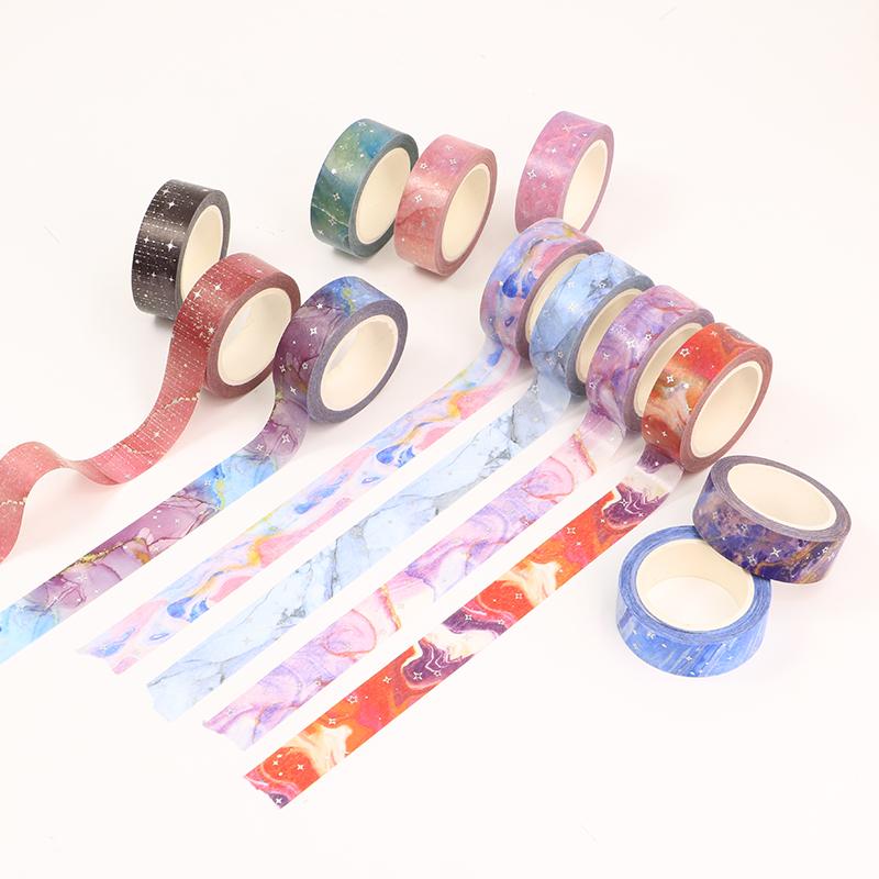 2023 NEW 1X 10M Decor Colorful Galaxy Cloud Silver Stars Washi Tape Set for Scrapbooking Planner Masking Tape papelería kawaii