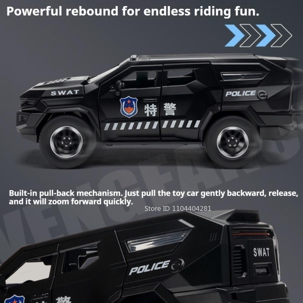 1:24 Rezvani Vengeance Explosion Proof Car Alloy Diecast Model Toys Front Wheel Steering Sound Light Pull Back Vehice Collection