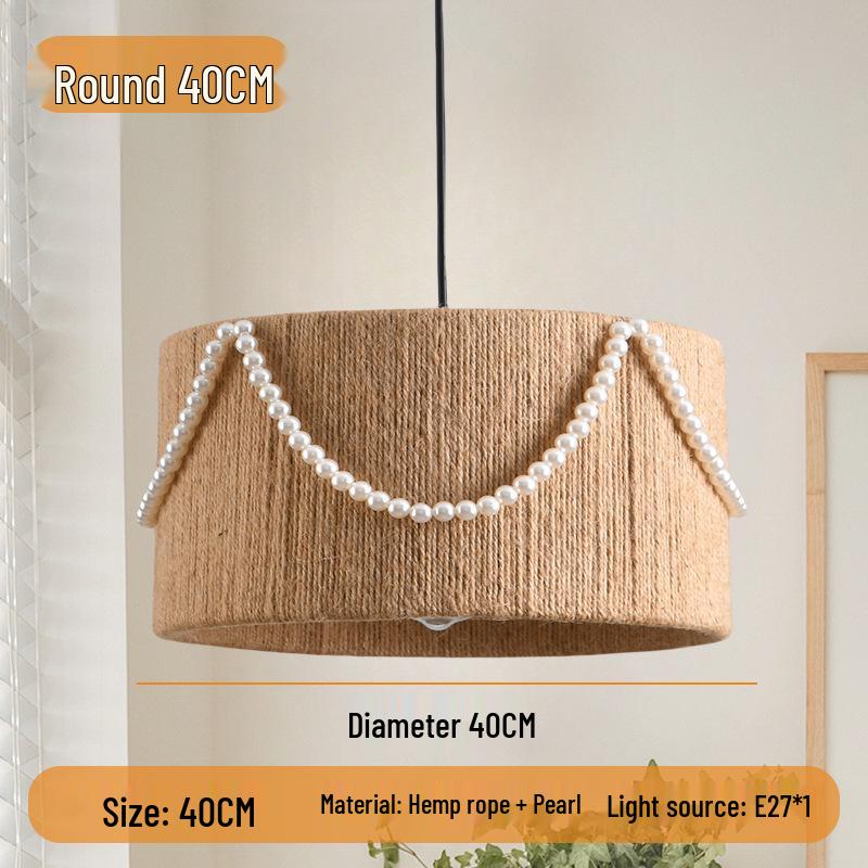 Wabi-Sabi Retro Hemp Rope Tassel Chandelier for Bedroom or Living Room