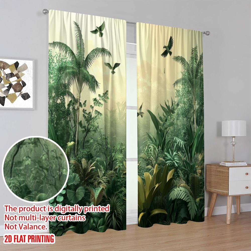2 Stück, 2D-Flachdruck Vorhang Beliebt Dschungel erwacht Langlebiges Polyester (ohne Stange) Art Deco Festliche Verwendung für Schlafzimmer, Wohnzimmer