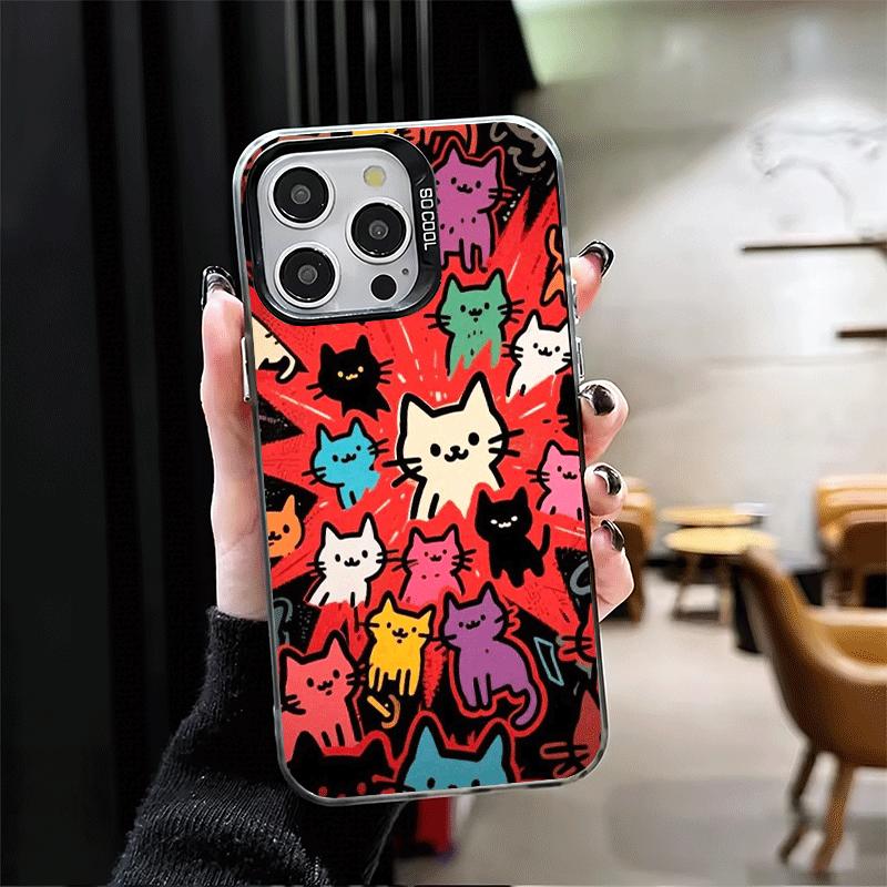 Cartoon Cute Cats Theme Soft Phone Case for iPhone 15 16 17 Pro Max 17Air 16E 14 Plus 13 12 Mini Shockproof Cover Back Shell