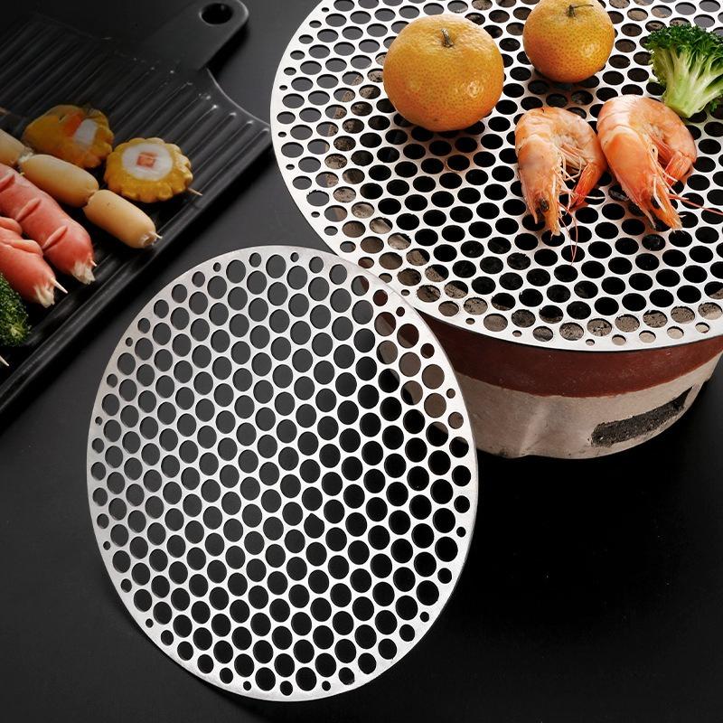 1pc 18 20 22 24 26 28cm BBQ Net Stainless Steel Non Stick Grill Rack Tea Maker Bacon Drainer Outdoor Barbecue Kitchen Tool Grill