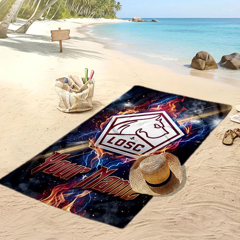 LOSC Lille Personalized Printed Beach Towel Soccer Logo Support Custom Name Text Absorbent Towel For Sport Travel Special Gift