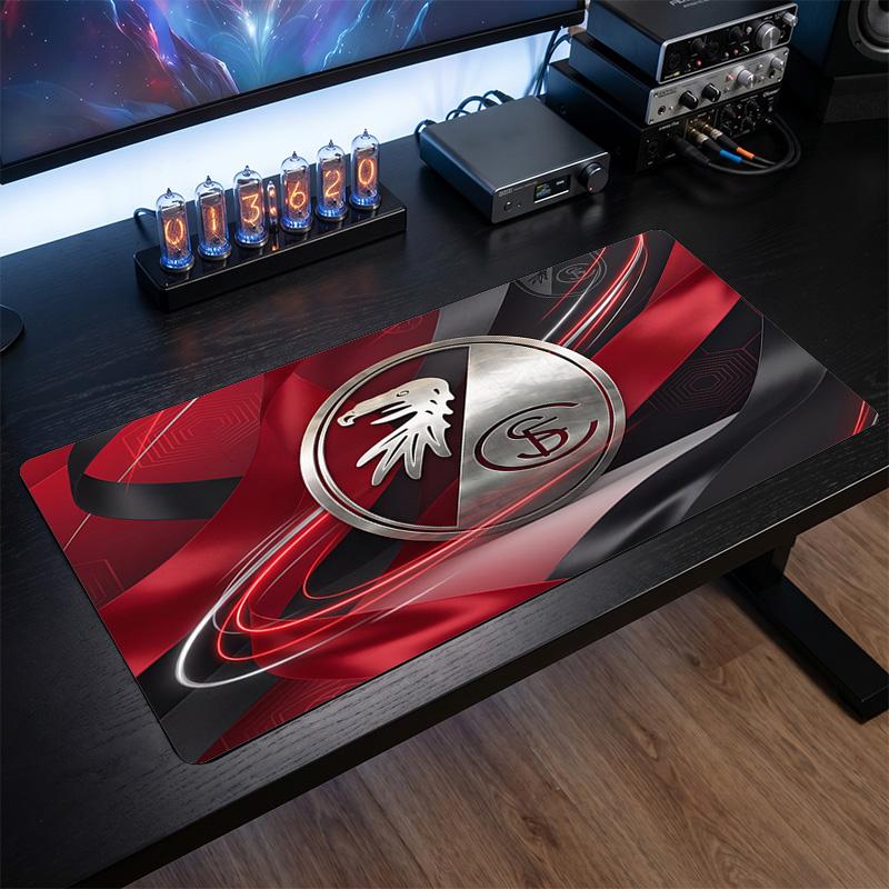 SC Freiburg FC Theme Pattern Mouse Pad, Soccer Logo Design XXL Gaming Desk Mat Non-Slip Computer Mouse Pad