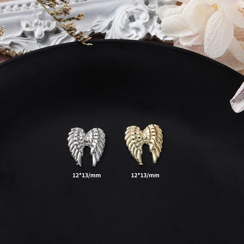 2 Pack Angel Wings Metal Nail Art Charms Gold Silver Wings Nail Decoration For Manicure Diy 3D  Sparkly Nail Parts