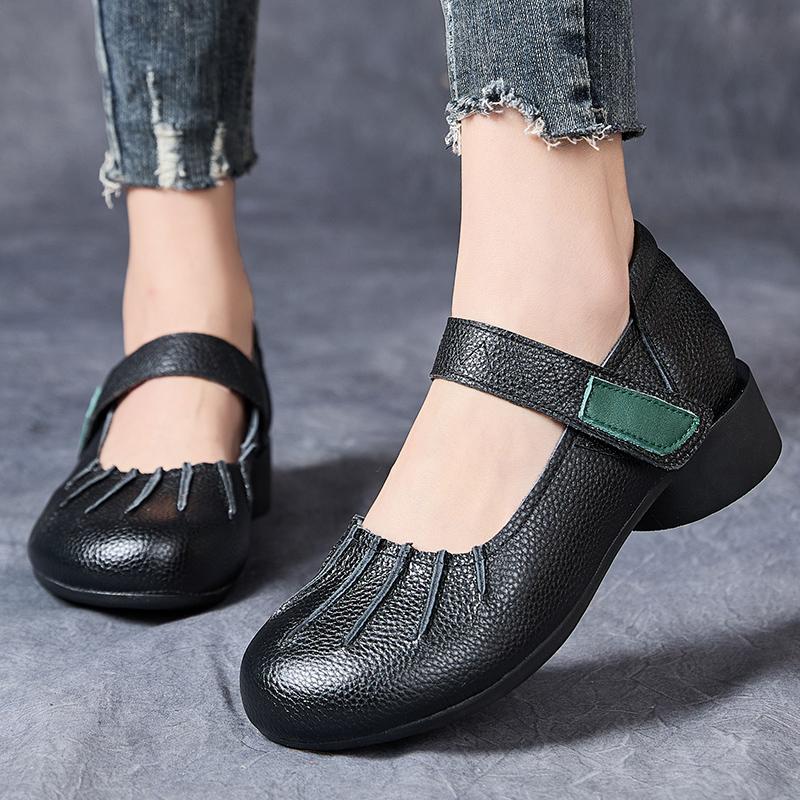 Fashion GKTINOO 2025 Spring Pleated Genuine Cow Leather Shoes Women Shoes Elegant Fashion Shoes Woman Retro Handmade Shoes High Heels