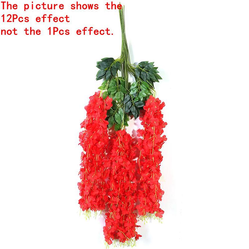 1/3/5/12Pcs Artificial Flowers Silk Wisteria Vine Fake Silk Hanging Flower for Wedding Party Garden Outdoor Home Wall Decoration