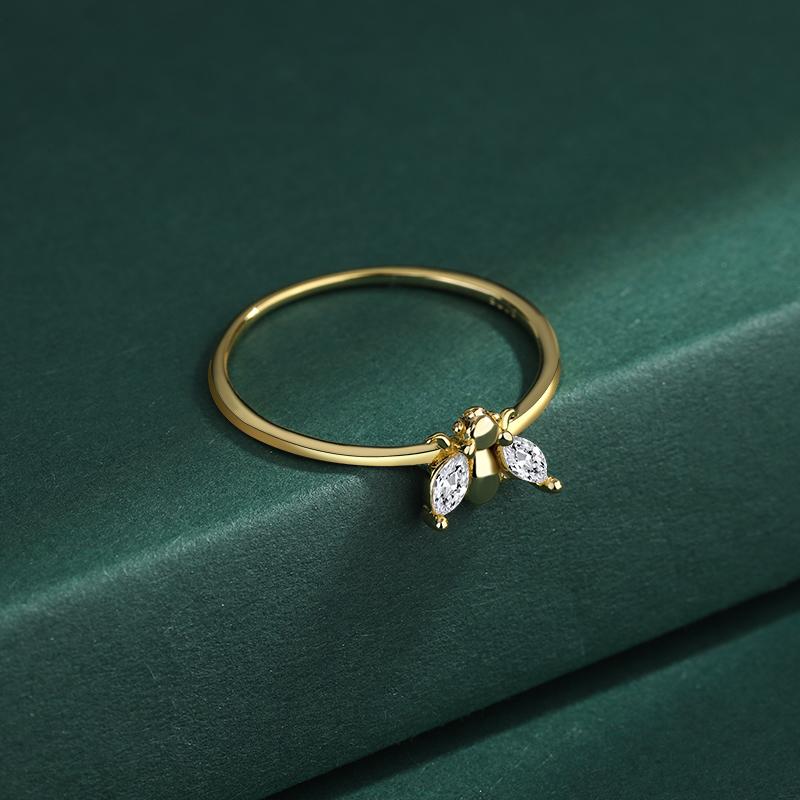 Exquisite Gold Butterfly AAAA Zircon Ring S925 Silver Ring for Women's Fashion Party Jewelry Sterling Silver Elegant Party Silver Ring