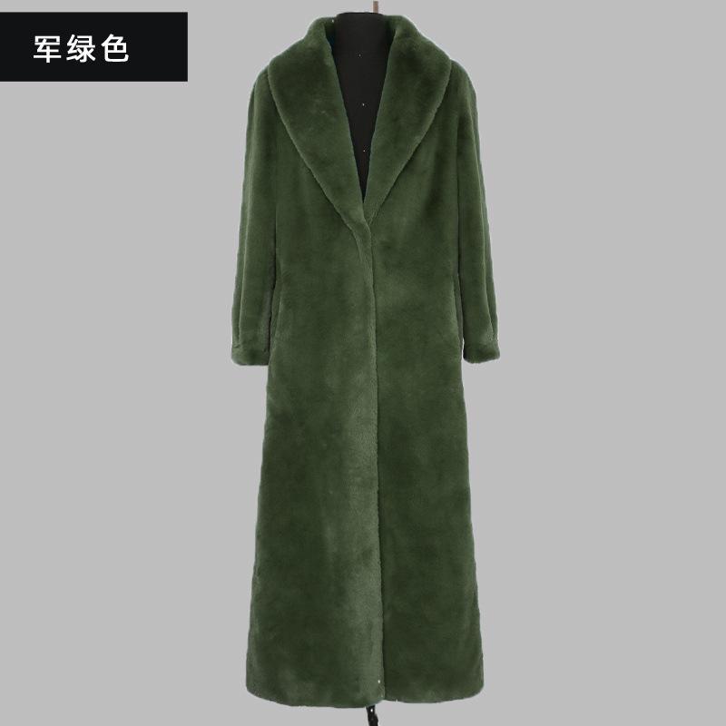 

Осенне-зимнее пальто, куртка из искусственного меха, женское средней длины, с лацканами, в стиле кэжуал, модное, теплое, плюшевое 5XL армия зеленый