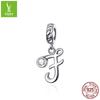 26 Letter Charm 925 Sterling Silver Pendant Korean Fashion Beaded Bracelet Silver Jewelry Accessories
