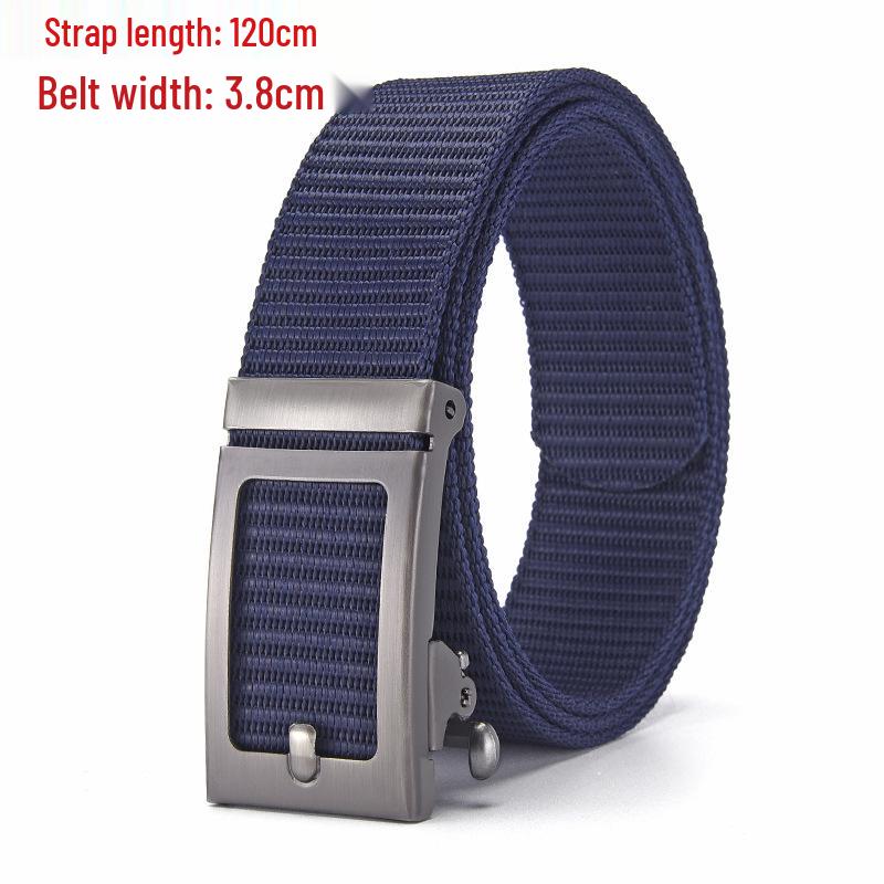 Men's Tactical Canvas & Nylon Woven Belt with Leather Trim - Elastic and High-End Accessory
