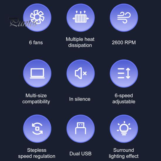 Подставка для охлаждения ноутбука с RGB-подсветкой, регулируемая по высоте, с низким уровнем шума, портативная подставка для ноутбука, игровая охлаждающая подставка для ноутбука