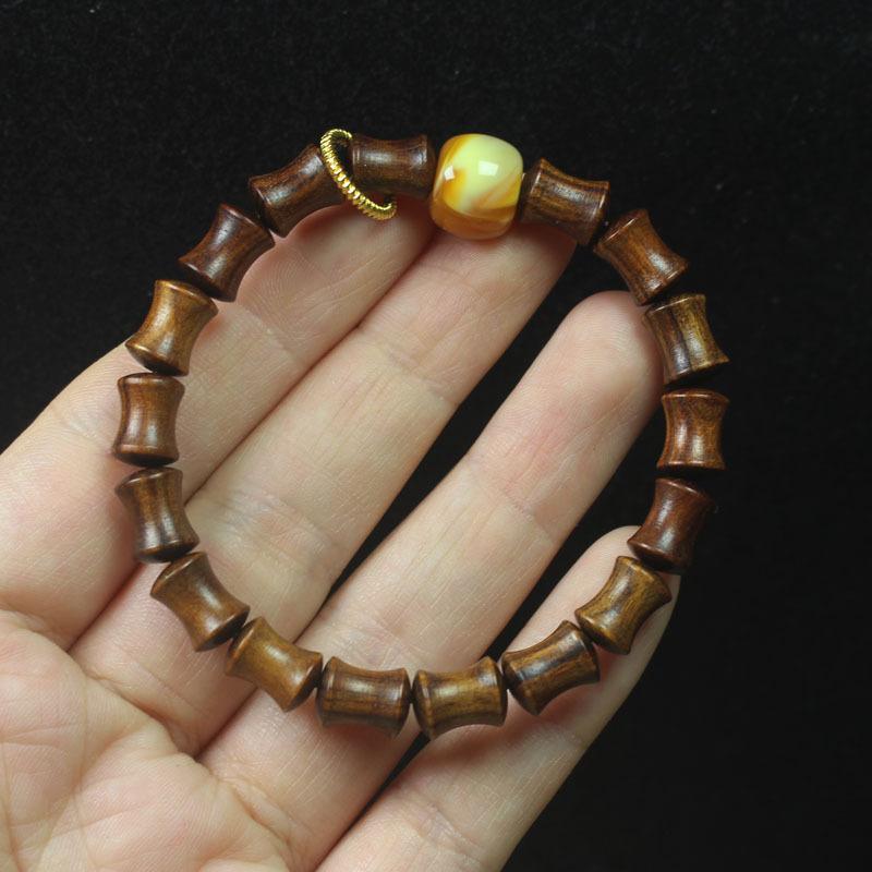 Black Rosewood Bamboo Joint 7*9 Bracelet Sliding Ring Style Wooden Buddhist Literary Jewelry